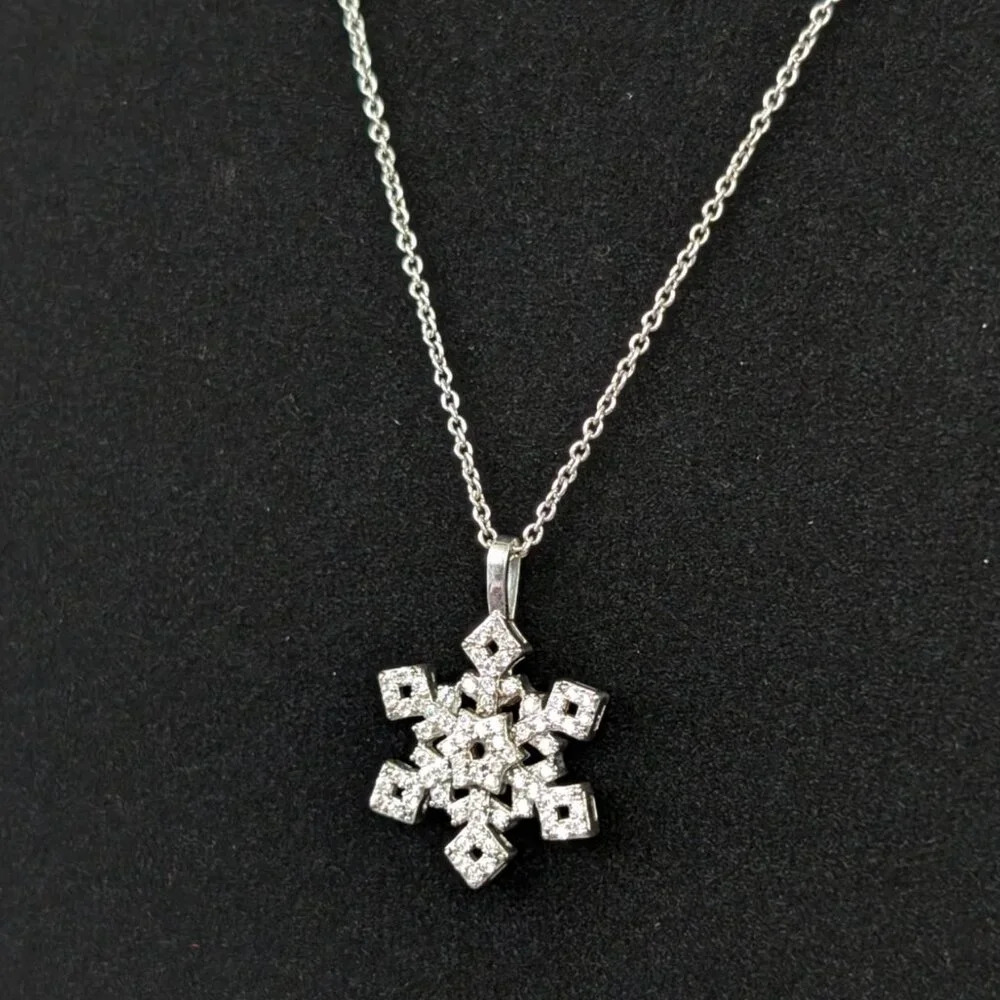Vintage IBB Rhinestone Snowflake Necklace